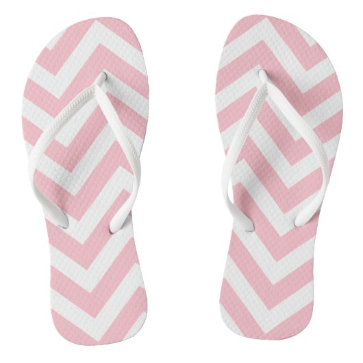 Roze en witte grote chevron strepen teenslippers (Voetbed)