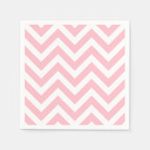 Roze en Witte Grote Grootte Chevron Strepen Papier Servet (Voorkant)