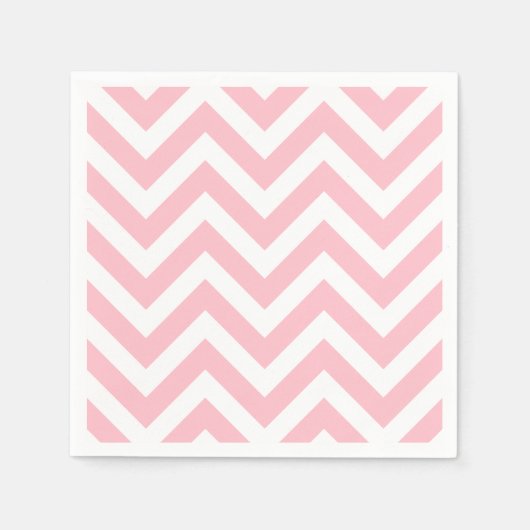 Roze en Witte Grote Grootte Chevron Strepen Papier Servet (Voorkant)