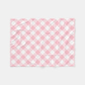 Roze en Witte Grote Grootte Diagonale Gingham-Cont Fleece Deken (Voorkant (Horizontaal))