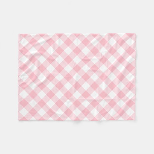 Roze en Witte Grote Grootte Diagonale Gingham-Cont Fleece Deken (Voorkant (Horizontaal))