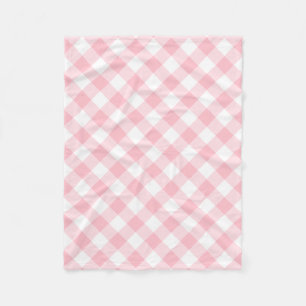 Roze en Witte Grote Grootte Diagonale Gingham-Cont Fleece Deken