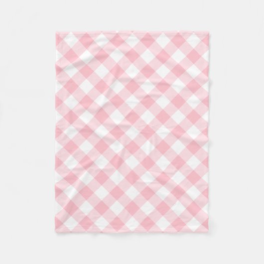 Roze en Witte Grote Grootte Diagonale Gingham-Cont Fleece Deken (Voorkant)