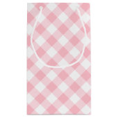 Roze en Witte Grote Grootte Diagonale Gingham-Cont Klein Cadeauzakje (Achterkant)