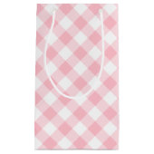 Roze en Witte Grote Grootte Diagonale Gingham-Cont Klein Cadeauzakje (Voorkant)