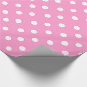 Roze en witte grote poka printcadeauomslag cadeaupapier (Hoek)