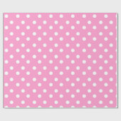 Roze en witte grote poka printcadeauomslag cadeaupapier (Vlak)