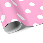 Roze en witte grote poka printcadeauomslag cadeaupapier (Rol Hoek)