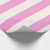 Roze en Witte Grote Streeppatroon Cadeaupapier (Hoek)