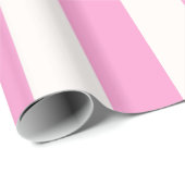 Roze en Witte Grote Streeppatroon Cadeaupapier (Rol Hoek)