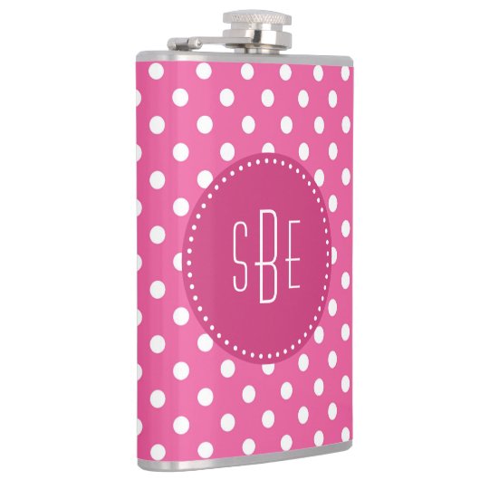 Roze en witte haarpunten met monogram kolf heupfles (Rechts)