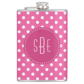 Roze en witte haarpunten met monogram kolf heupfles (Voorkant)