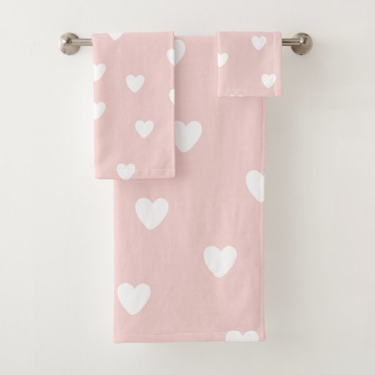 Roze en witte handdoekset bad handdoek (Insitu)