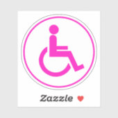 Roze en witte handicap symbool Rond Sticker (Vel)