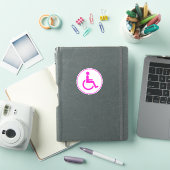 Roze en witte handicap symbool Rond Sticker (iPad Cover)