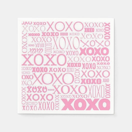 Roze en witte handschoenen en Kisses Pattern Napki Servet (Voorkant)