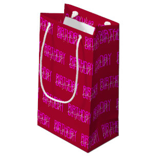 roze en witte happy birthday ontwerp klein cadeauzakje
