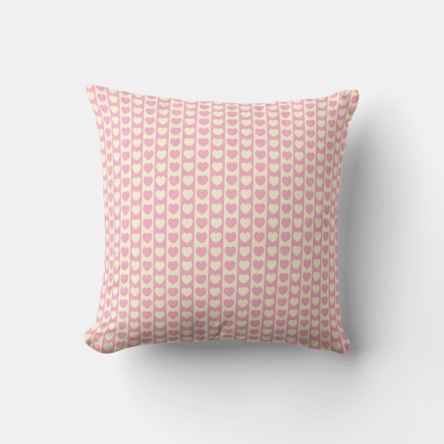 Roze en Witte Hart Kussen (Voorkant)