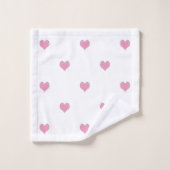 Roze en Witte Hart Patroon Bad Handdoek (Wasdoekje)