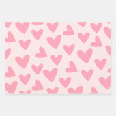 Roze en Witte Hart Patroon Inpakpapier Vel (Voorkant 2)