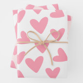 Roze en Witte Hart Patroon Inpakpapier Vel (In situ)