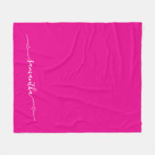 Roze en Witte Hart Swash Handtekening Naam Fleece Deken (Voorkant (Horizontaal))