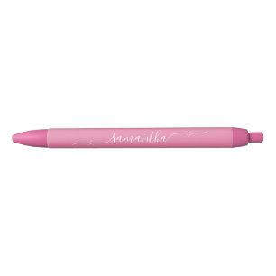 Roze en Witte Hart Swash Handtekening Naam Zwarte Inkt Pen