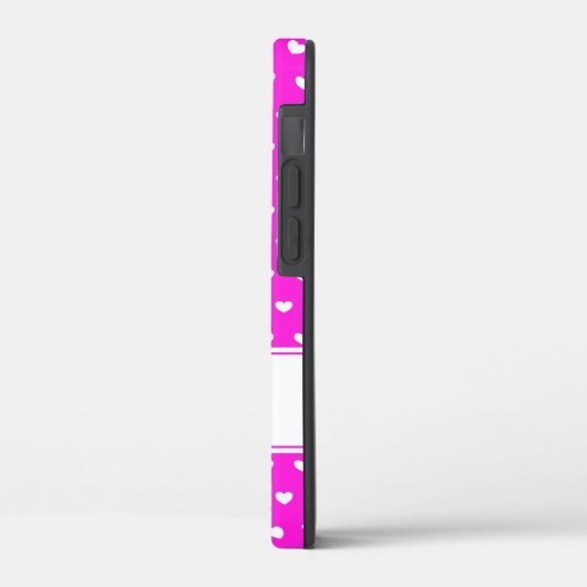 Roze en witte harten, aangepaste naam Case-Mate iPhone case (Achterkant / Links)