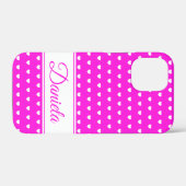 Roze en witte harten, aangepaste naam Case-Mate iPhone case (Achterkant (horizontaal))