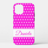 Roze en witte harten, aangepaste naam Case-Mate iPhone case (Achterkant)