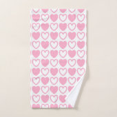 Roze en witte harten bad handdoek (Handdoek)