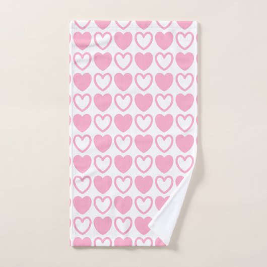 Roze en witte harten bad handdoek (Handdoek)