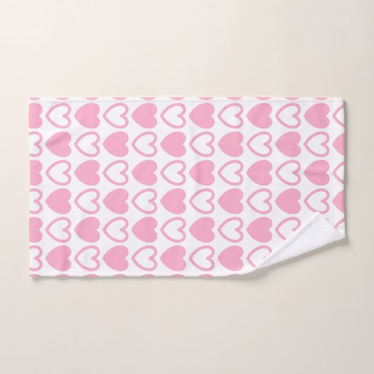 Roze en witte harten bad handdoek (Handdoek)