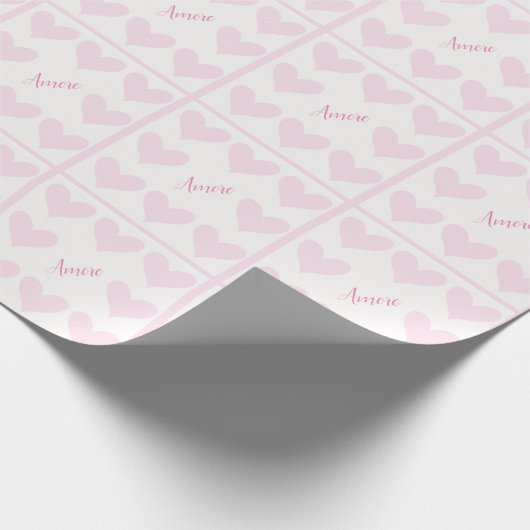 Roze en witte harten cadeaupapier (Hoek)