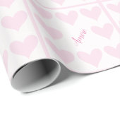 Roze en witte harten cadeaupapier (Rol Hoek)