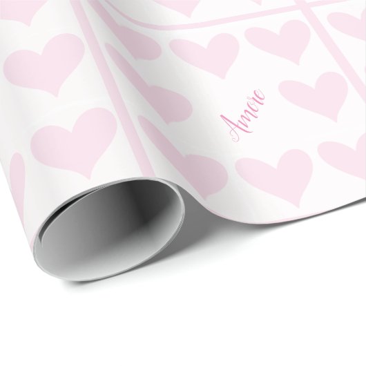 Roze en witte harten cadeaupapier (Rol Hoek)