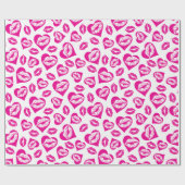 Roze en witte harten en kussen cadeaupapier (Vlak)