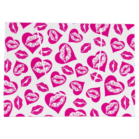 Roze en witte harten en kussen groot cadeauzakje (Achterkant)