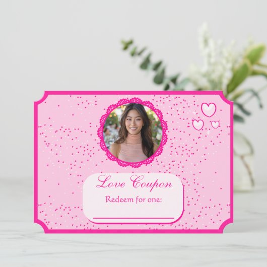 Roze en witte harten houden van coupons Valentijn' Kaart (Staand voorkant)