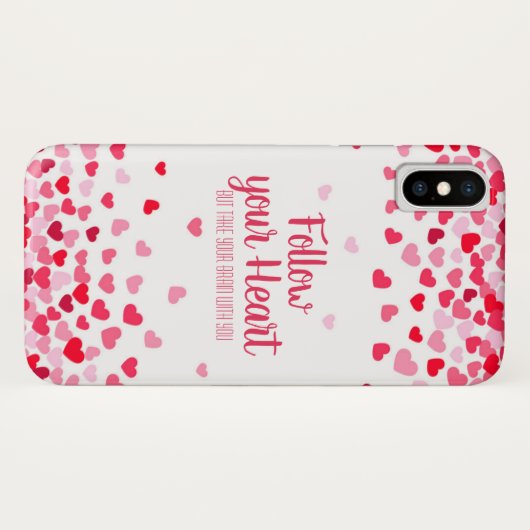 Roze en witte harten iPhone X Hoesje (Achterkant (horizontaal))