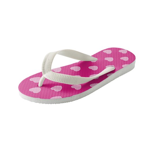 Roze en witte harten kinder teenslippers (Schuin)