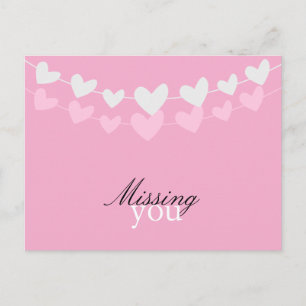 Roze en Witte Harten Missen Jou Briefkaart