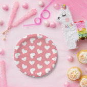 Roze en witte harten papieren bordje (Feest)