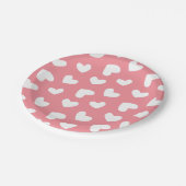 Roze en witte harten papieren bordje (Gekanteld)