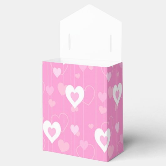 Roze en Witte Harten Patroon Favor Box Bedankdoosjes (Geopend)