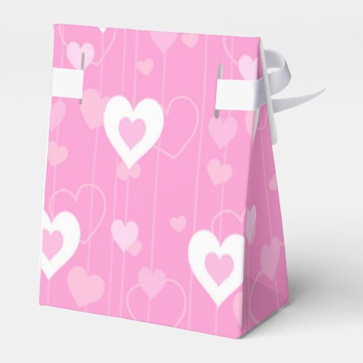 Roze en Witte Harten Patroon Favor Box Bedankdoosjes (Achterkant)