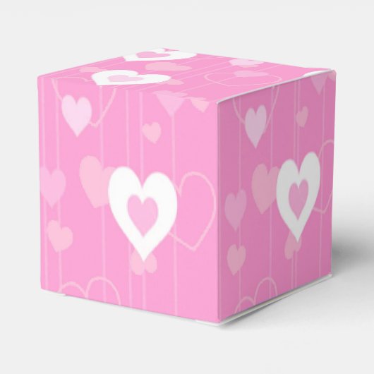 Roze en witte harten Patroon Harde fort Doos Bedankdoosjes (Achterkant)