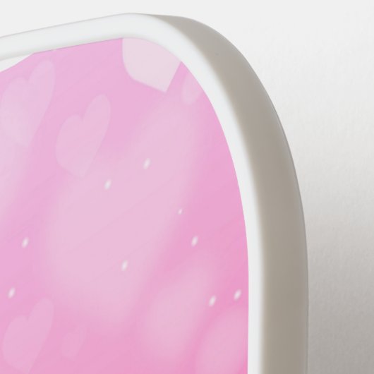 Roze en Witte Harten Patroon Modern Monogram Pickleball Paddle (Links Detail)