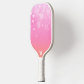 Roze en Witte Harten Patroon Modern Monogram Pickleball Paddle (Links)