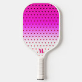 Roze en Witte Harten Patroon Modern Monogram Pickleball Paddle (Achterkant)